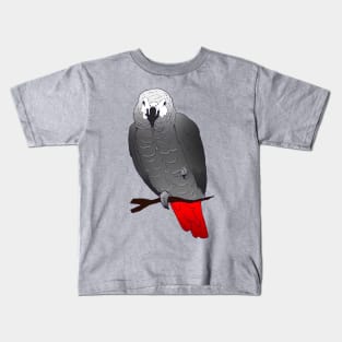 African Grey Parrot Perching on a Branch Kids T-Shirt